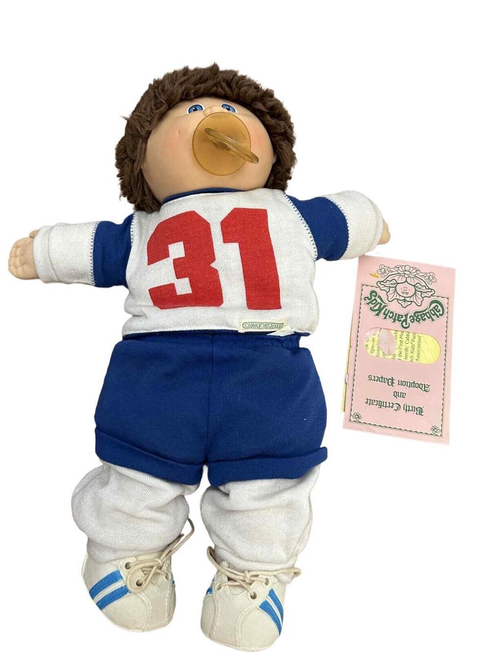 Vintage 1982-85 Cabbage Patch Kids Brown Boy Doll #31 Signed Birth Adopt Papers